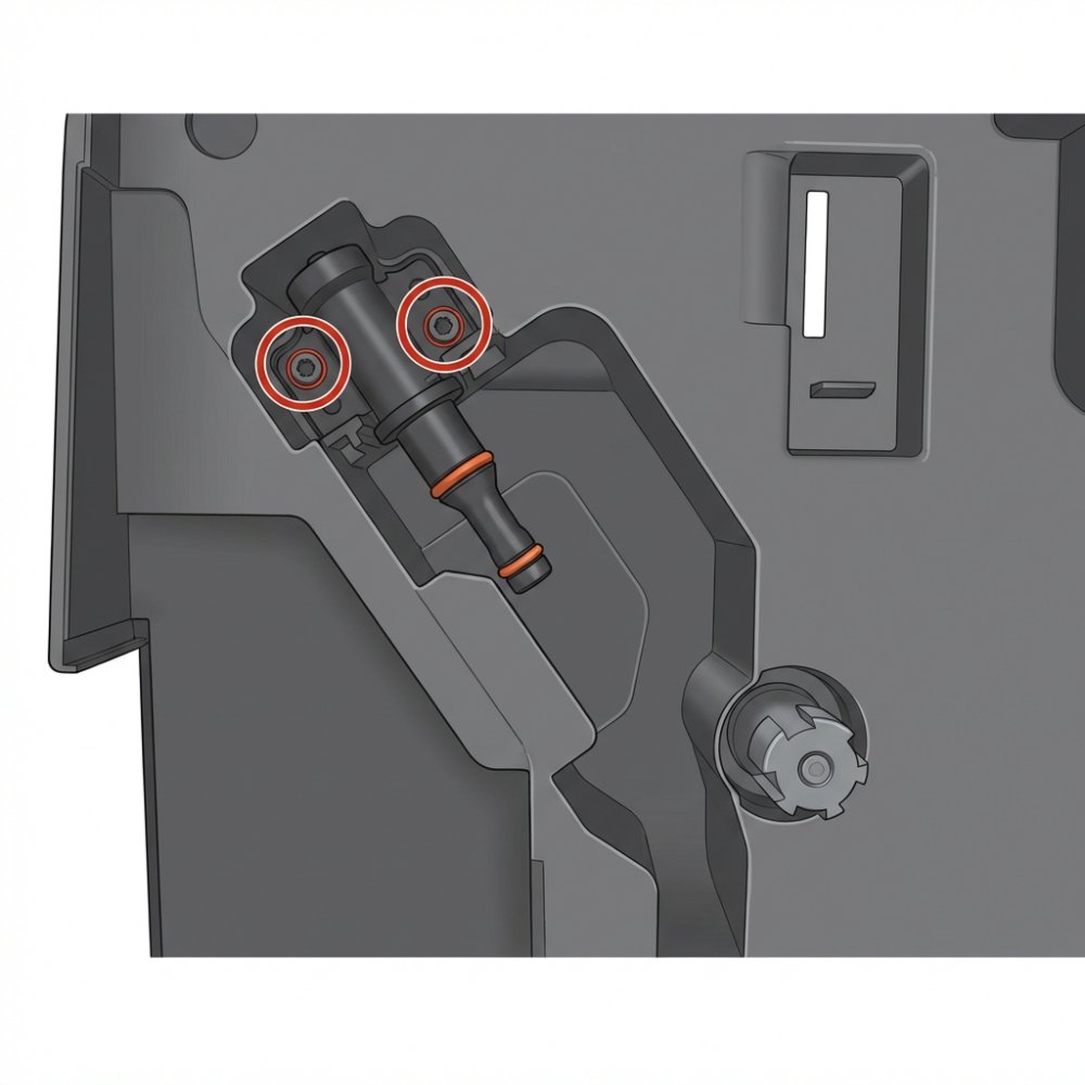 Pin ventil Philips EP – dve skrutky Torx T10 na uvoľnenie a vybratie ventilu