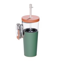 Asobu - Marina Pastel Green - 845 ml cestovný termohrnček 2 v 1 so slamkou