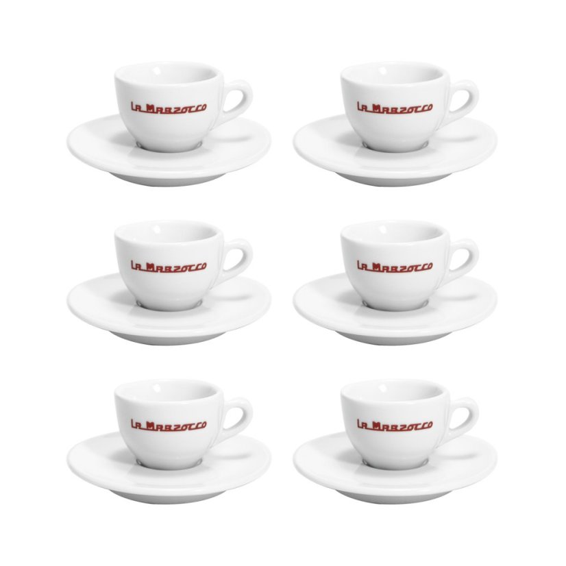 La Marzocco Strada — súprava 6 šálok a podšálok espresso, 65 ml, biele