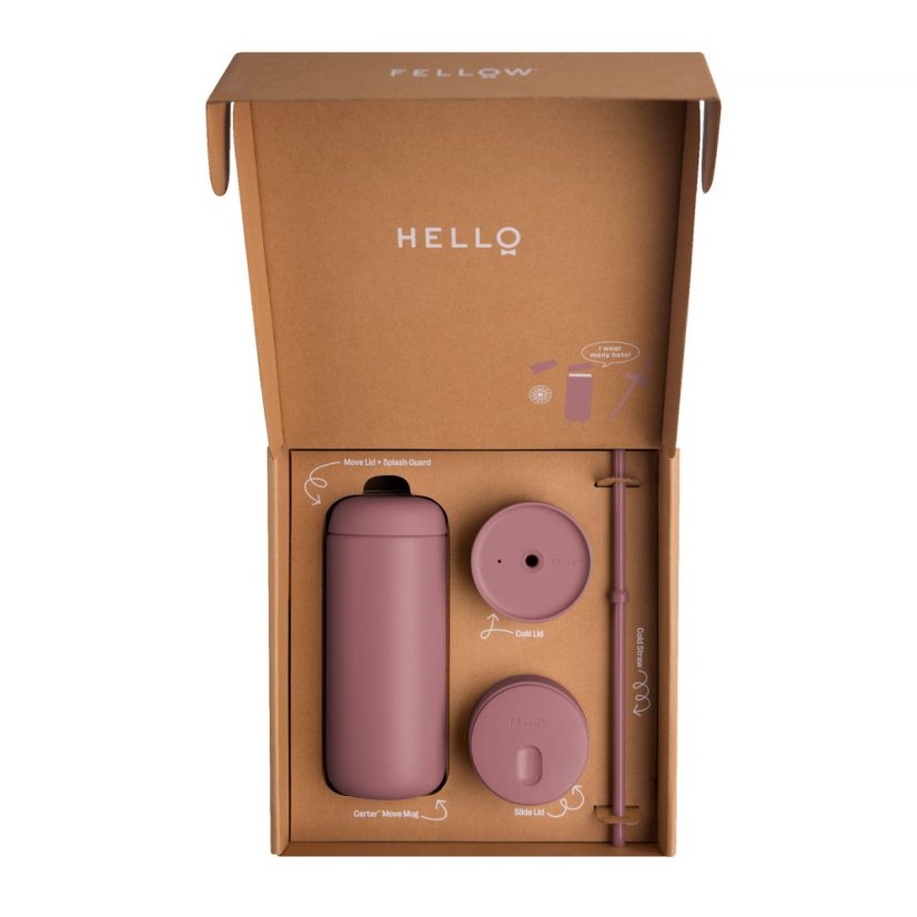 Fellow - Carter Move Mug 3 in 1 - Insulated Mug + 3 Lids Desert Rose 473ml