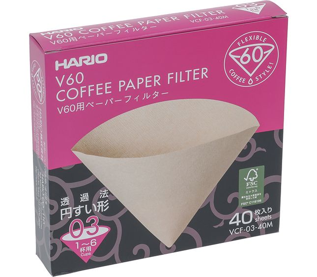 Kónické filtre Hario 1-6 šálky 40 ks Kónické filtre Hario 1-6 šálky 40 ks