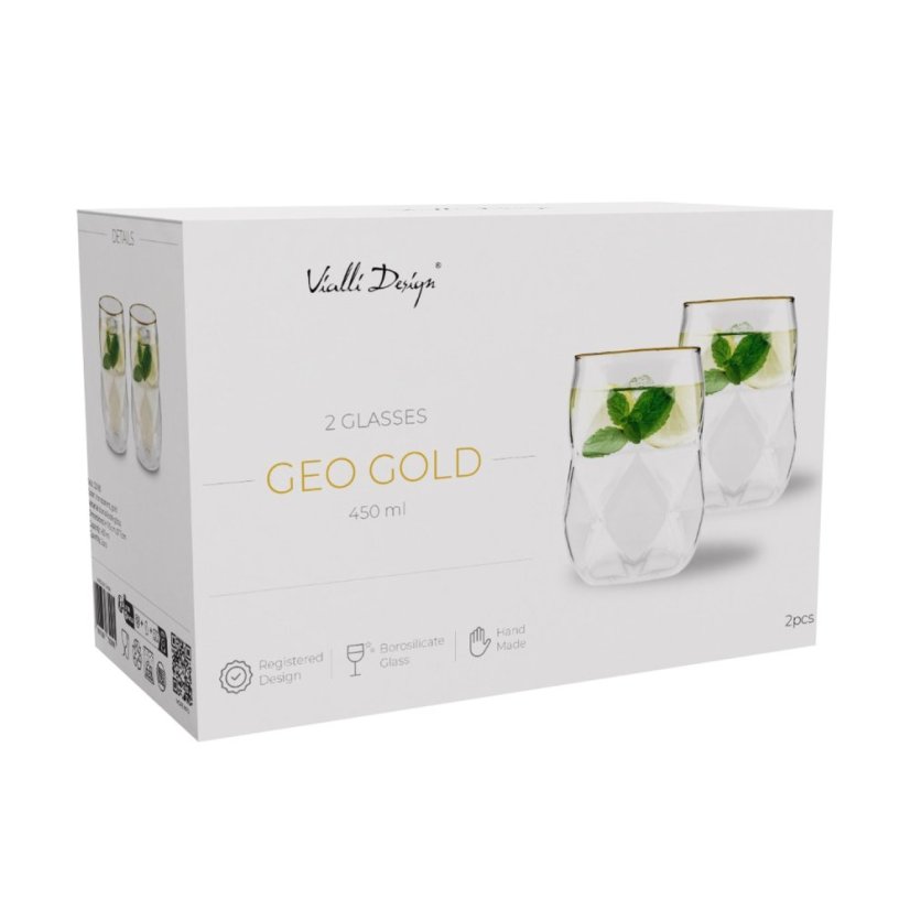 Vialli Design - Geo Gold Gläser 450 ml