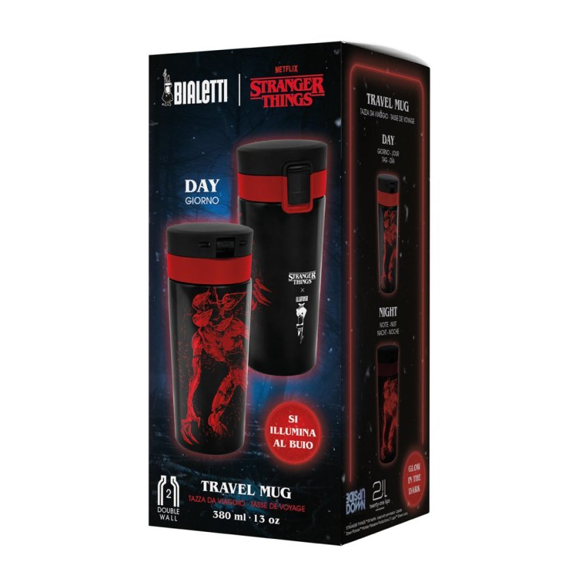 Bialetti - Reisebecher Stranger Things 380ml - leuchtet im Dunkeln