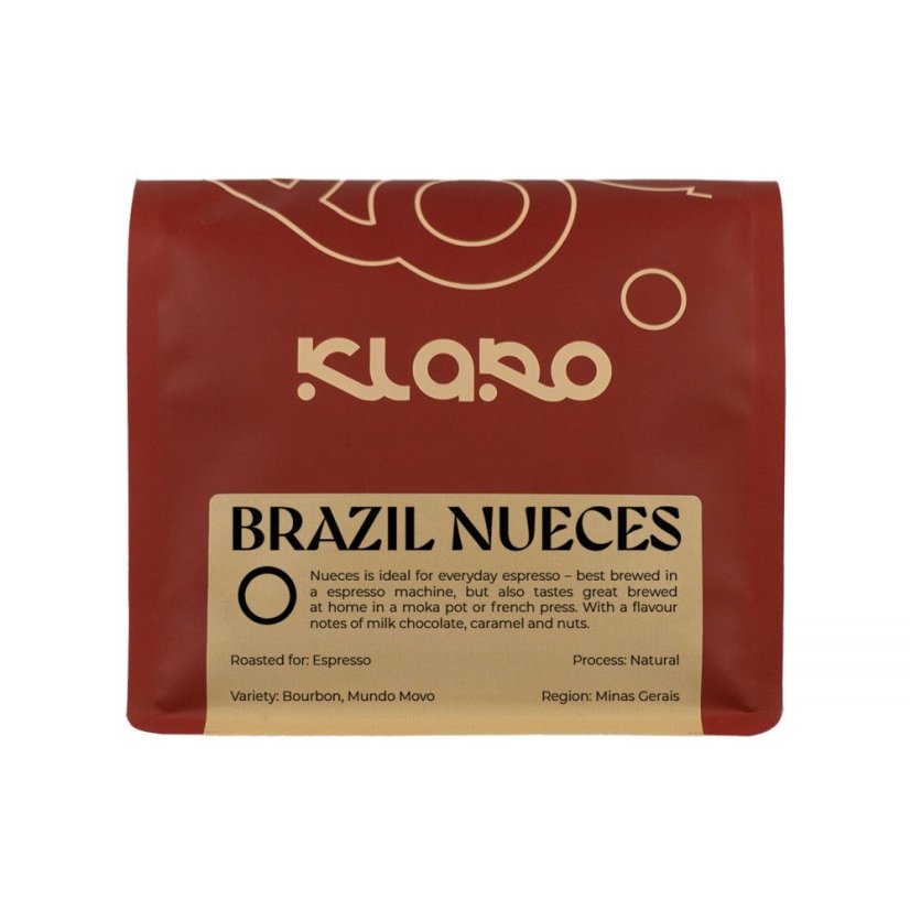 Klaro - Brazilia Nueces procesare naturală cafea espresso 250 g Klaro - Brazilia Nueces procesare naturală cafea espresso 250 g