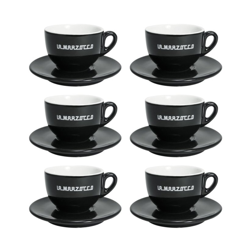 La Marzocco Linea — súprava 6 šálok a podšálok cappuccino, 210 ml, čierne