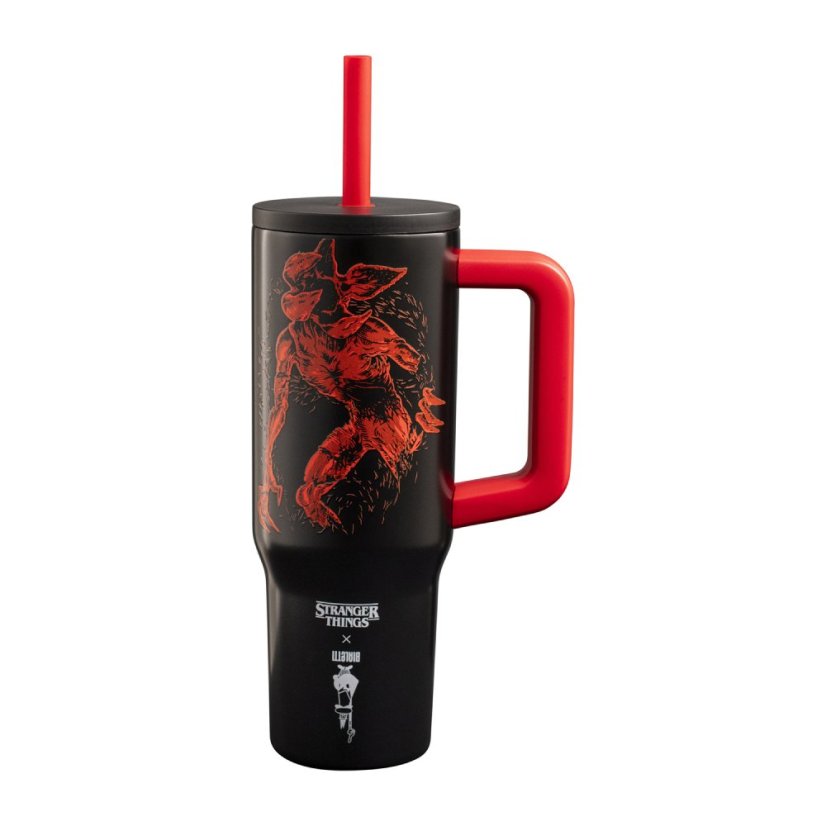 Bialetti - Cestovný hrnček s slamkou a rúčkou Stranger Things 900ml - svieti v tme