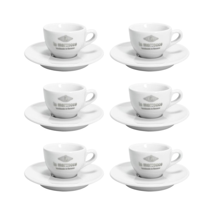 La Marzocco Espresso – 6 šálků s podšálky 65 ml – bílé