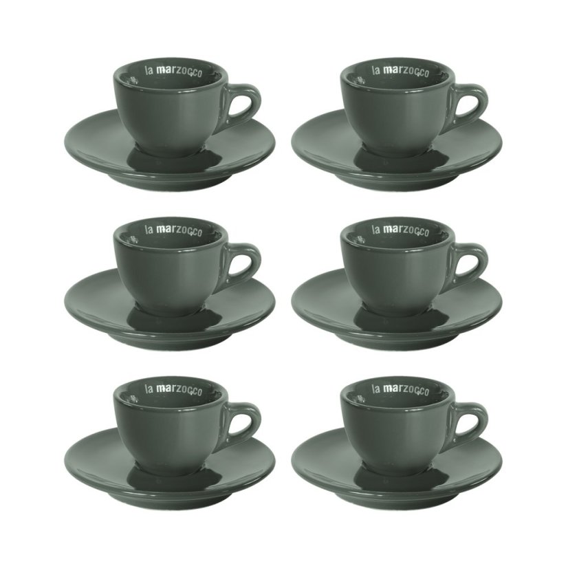 La Marzocco  — sada 6 šálků a podšálků espresso, 65 ml, šedé