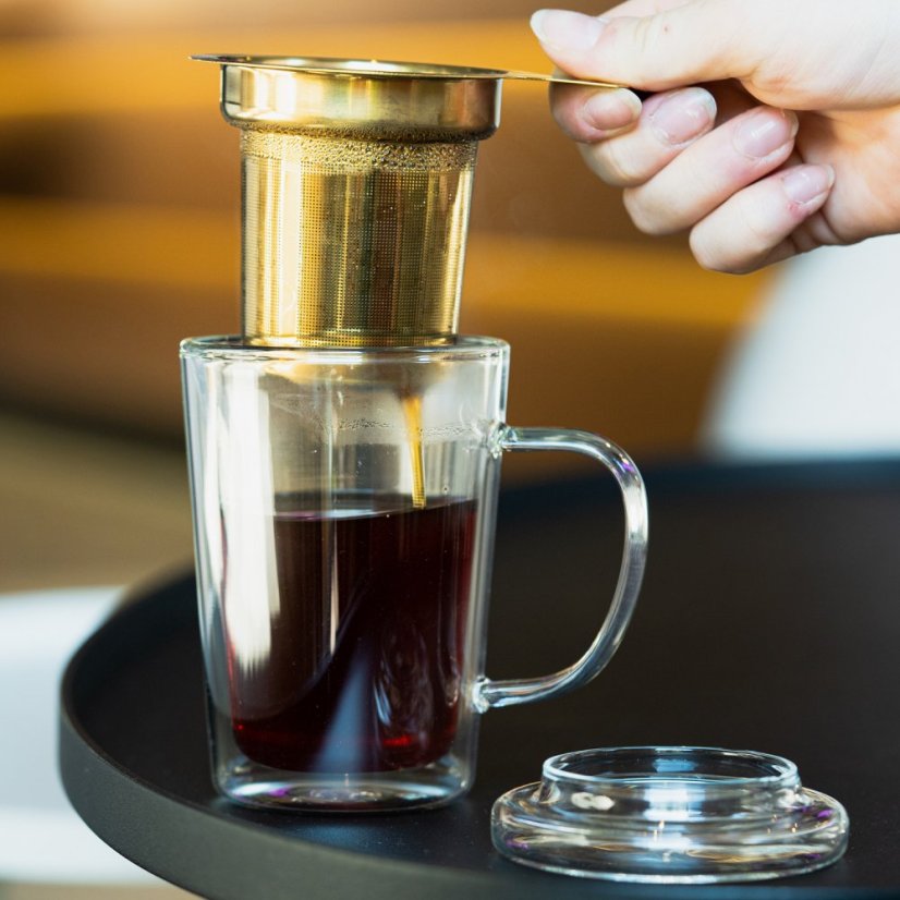 Vialli Design - Sklenená dvojstenná nádoba na prípravu čaju Amo 300 ml
