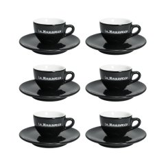 La Marzocco Strada — sada 6 šálků a podšálků espresso, 65 ml, černé
