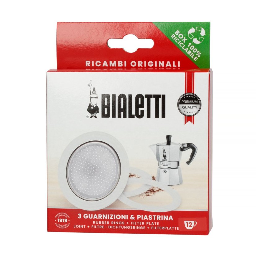 Bialetti - 3 tesnenia + sitko pre hliníkové kávovary 12tz