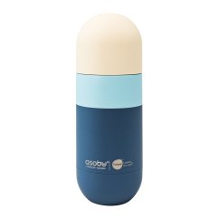 Asobu Orb – Isolierflasche 420 ml – Blau mit beigem Deckel