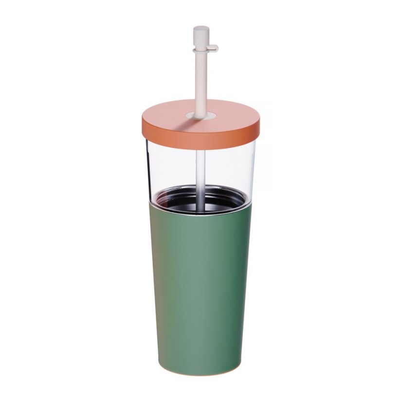 Asobu - Marina Pastel Green - 845 ml cestovný termohrnček 2 v 1 so slamkou