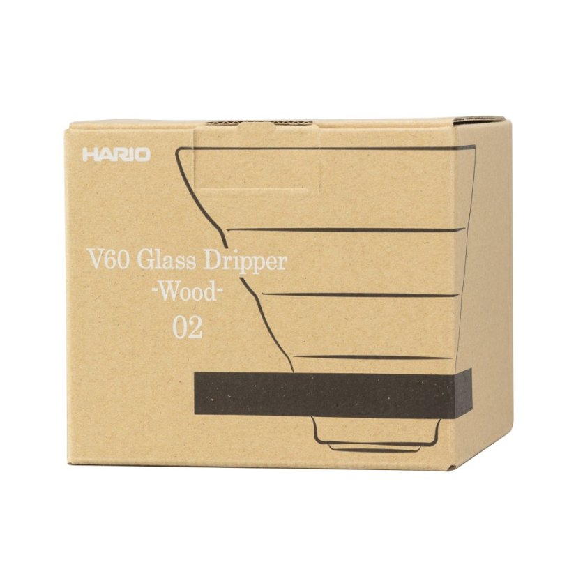 Hario V60 sklenený dripper 02 - olivové drevo