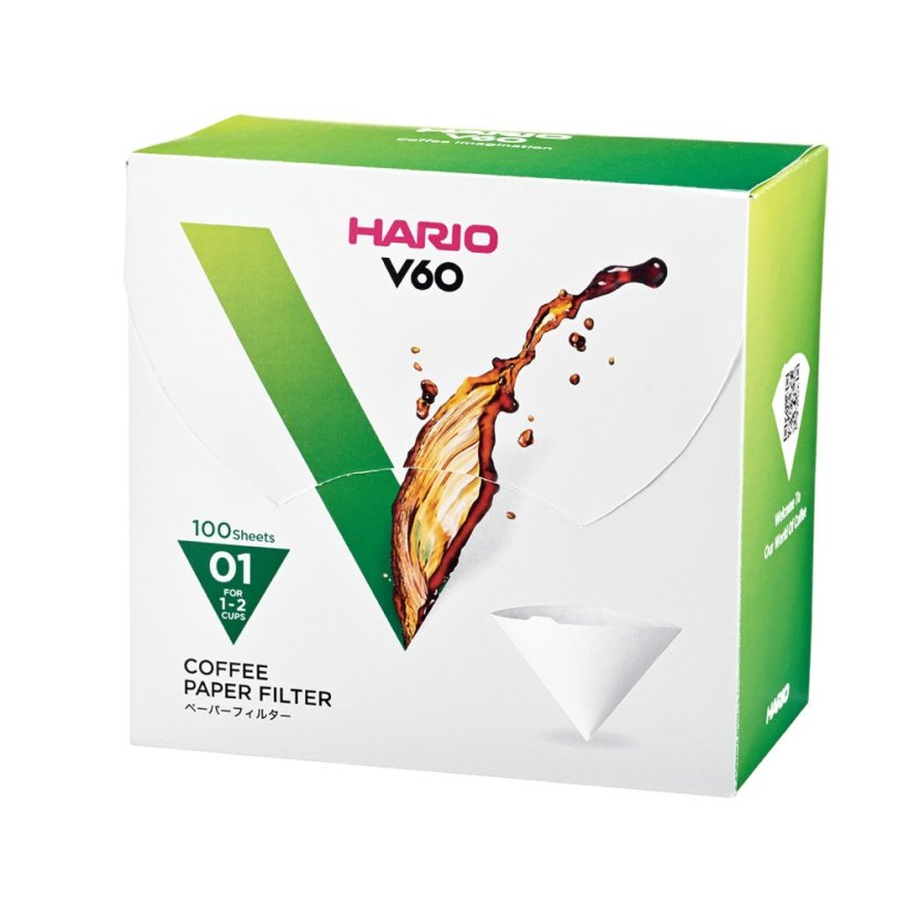 Hario V60-01 – bílé papírové filtry, 100 Hario V60-01 – bílé papírové filtry, 100