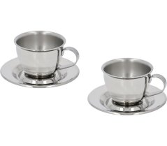 Set 2 coffee cups steel motta