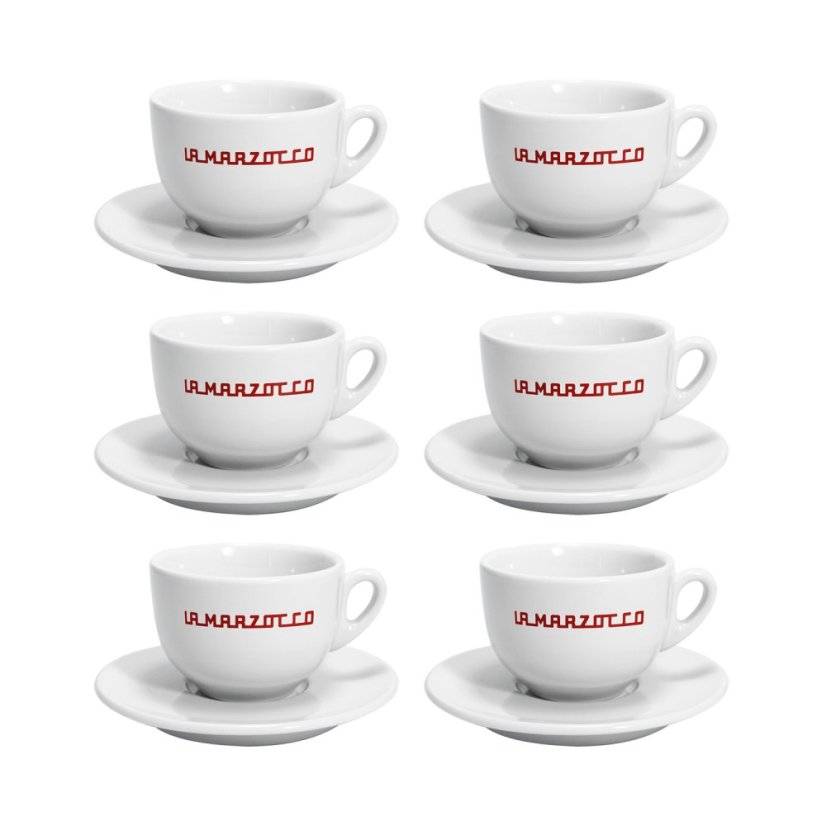 La Marzocco Linea — sada 6 šálků a podšálků cappuccino, 210 ml, černé