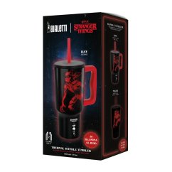 Bialetti - Cestovný hrnček s slamkou a rúčkou Stranger Things 900ml - svieti v tme