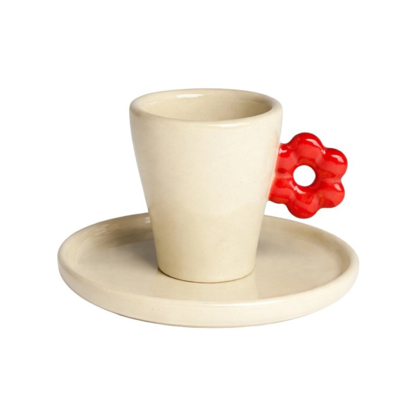Ceramics 36 Bloom — šálek s podšálkem 70 ml, červený Ceramics 36 Bloom — šálek s podšálkem 70 ml, červený