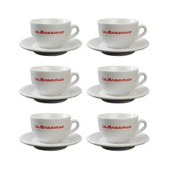 La Marzocco Strada — súprava 6 šálok a podšálok cappuccino, 210 ml, biele