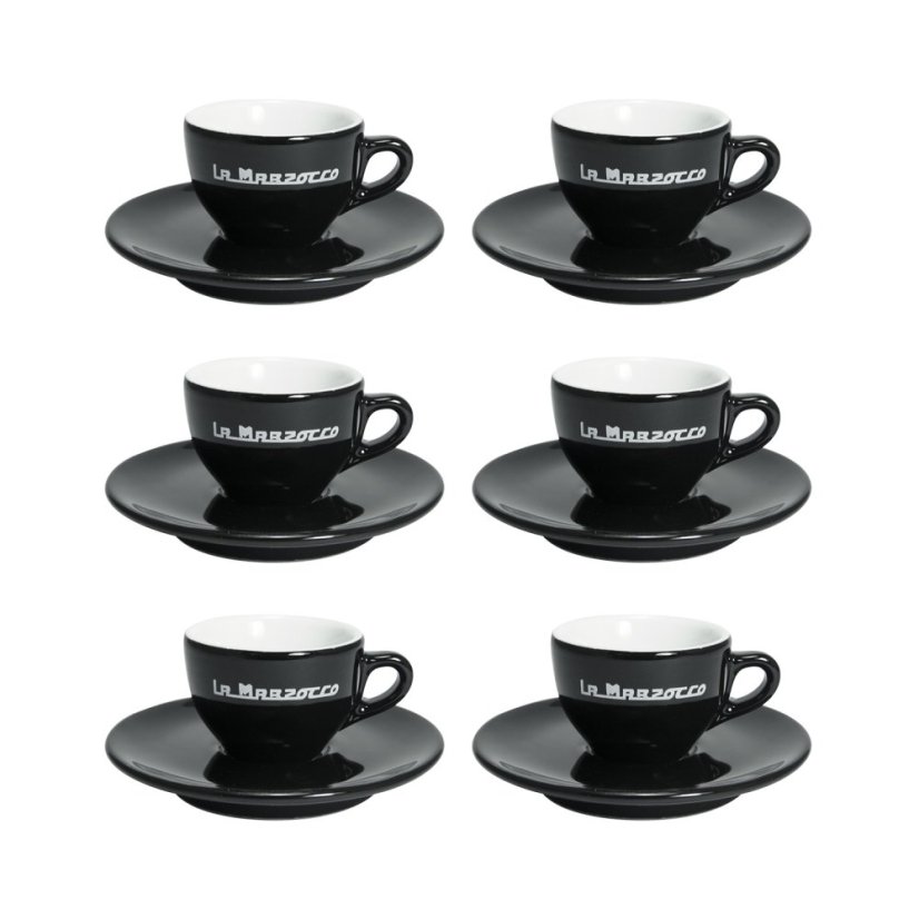 La Marzocco Strada — sada 6 šálků a podšálků espresso, 65 ml, černé