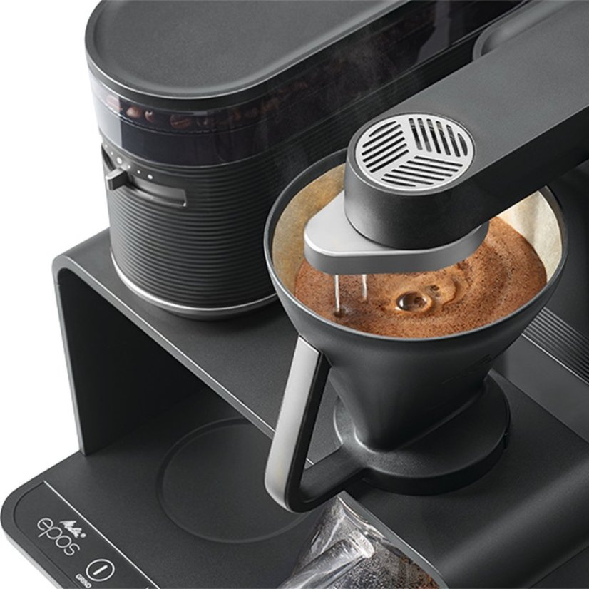 Melitta - EPOS Schwarz-Silber - Filterkaffeemaschine mit integriertem Mahlwerk