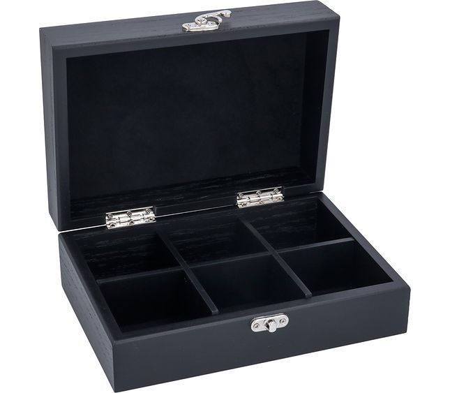 Caja de té de madera con 6 compartimentos Caja de té de madera con 6 compartimentos