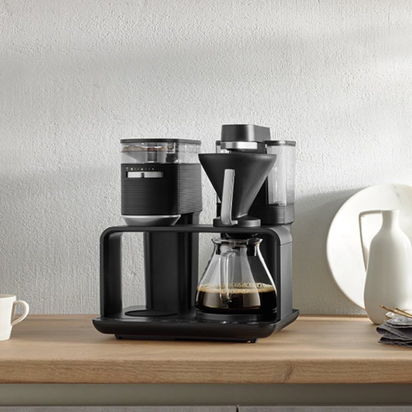 Melitta - EPOS Schwarz-Silber - Filterkaffeemaschine mit integriertem Mahlwerk