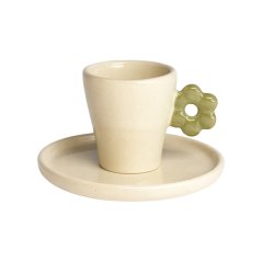 Ceramics 36 - Šálka s tanierikom Bloom green