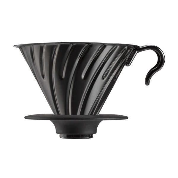 Hario V60-02 Kovový dripper so silikónovou základňou - Čierny Hario V60-02 Kovový dripper so silikónovou základňou - Čierny