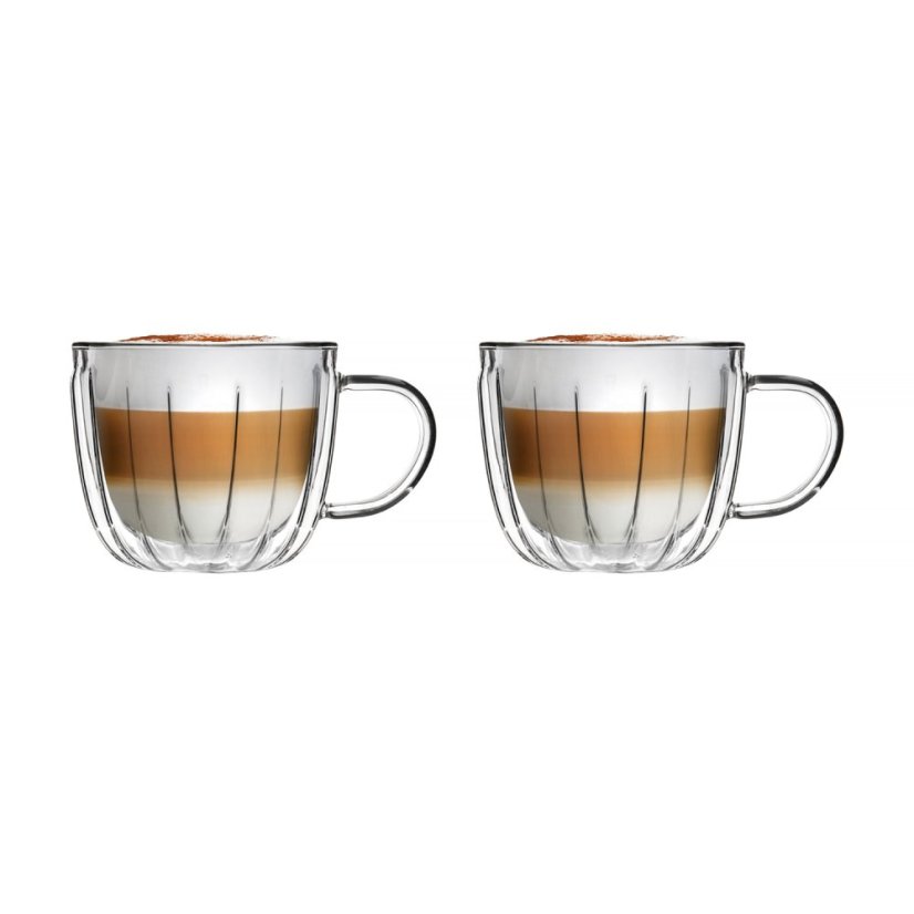 Vialli Design - Set de 2 Tazas de Vidrio de Doble Pared 250ml