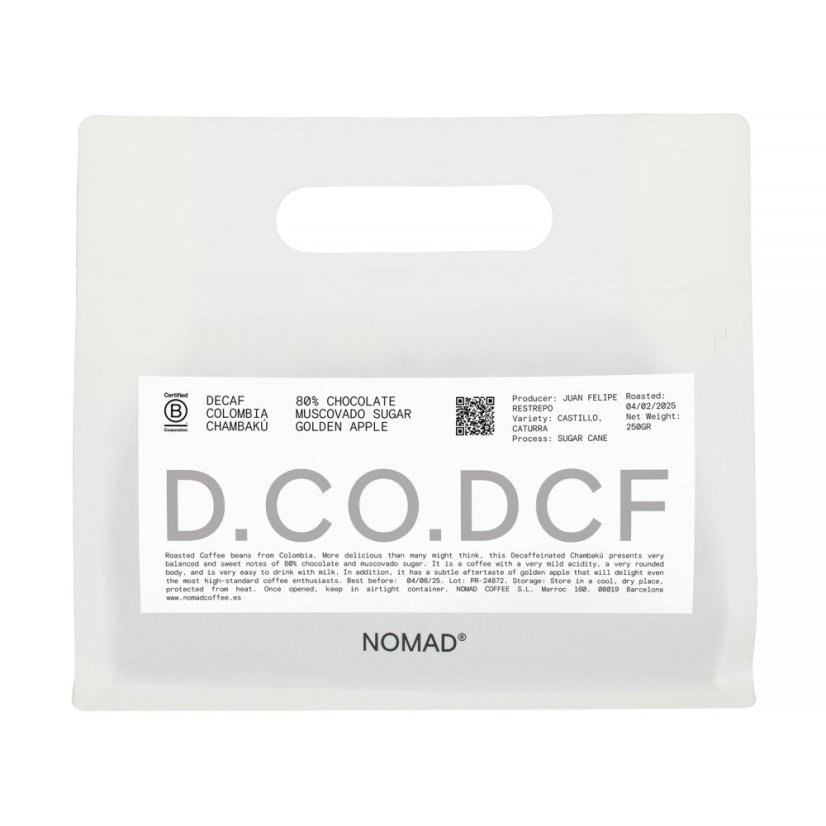 Nomad Coffee - Kolumbien Chambaku gewaschen entkoffeiniert Espresso 250g Nomad Coffee - Kolumbien Chambaku gewaschen entkoffeiniert Espresso 250g