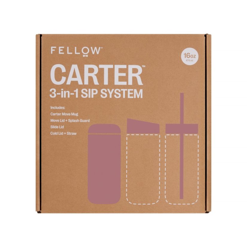 Fellow - Carter Move Mug 3 in 1 - Insulated Mug + 3 Lids Desert Rose 473ml