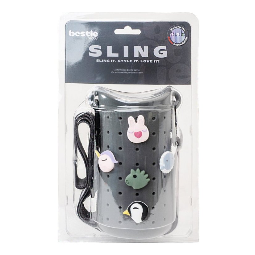 Asobu Bestie Sling — Flaschenhülle mit Trageriemen, grau