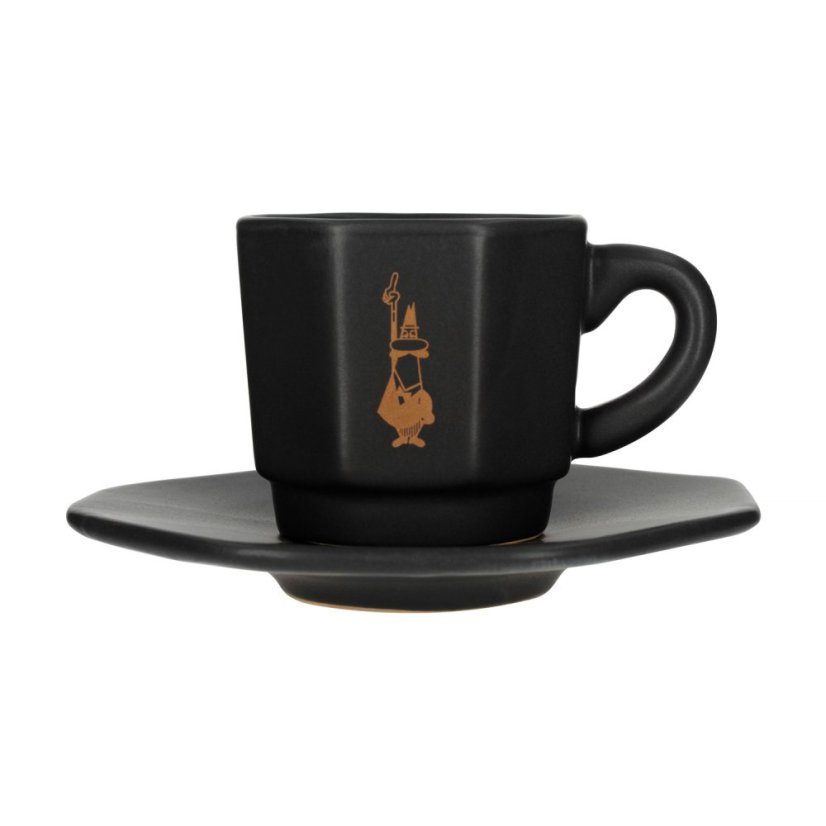 Bialetti – 4 Espressotassen mit Untertasse, Schwarz/Kupfer